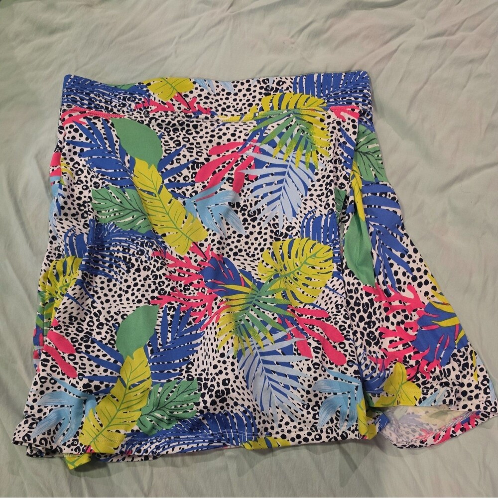 Emerald 18 Womens Golf Skort Black Pink Blue Club Print Athletic Skirt Med NWT